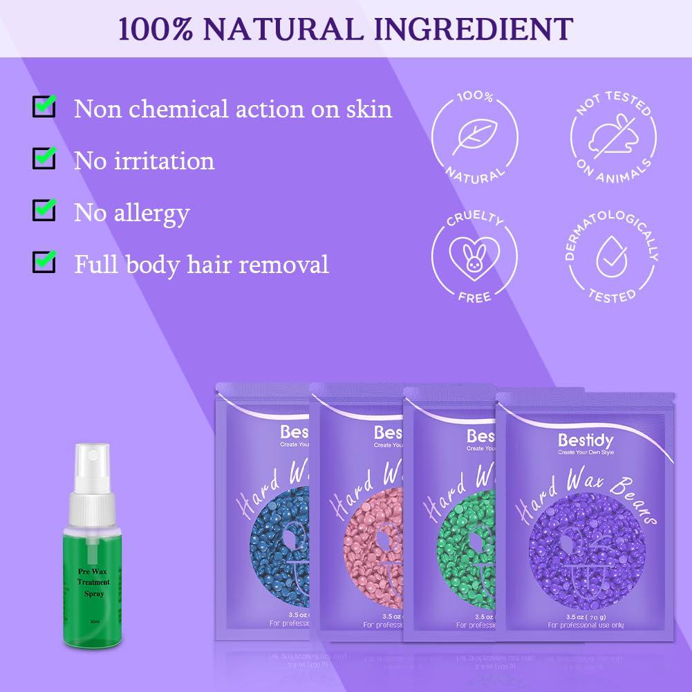 Kit de Cera Calentador Digital Bestidy 1.56kg para Depilación