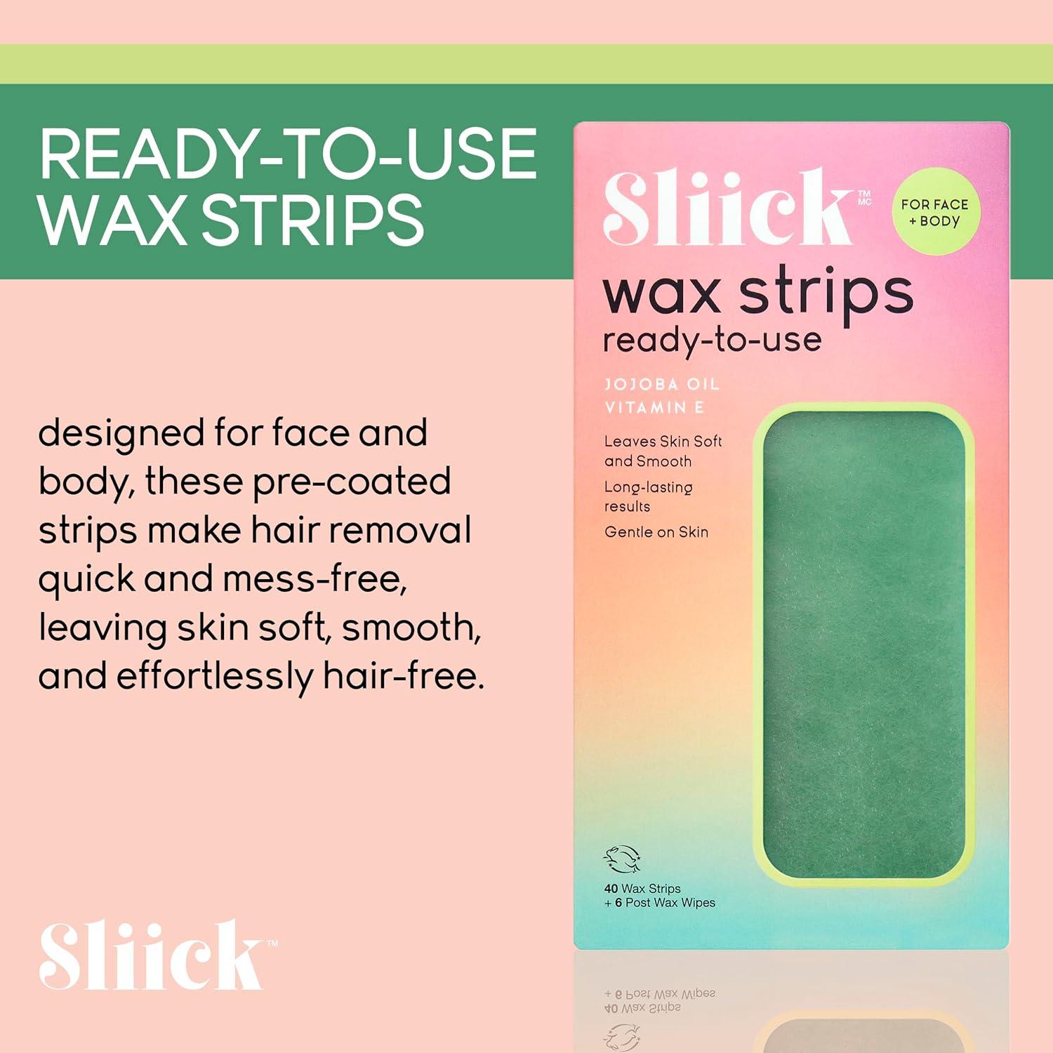 Cintas de Cera Sliick para Eliminación de Vello - 40 Unidades con Jojoba y Vitamina E