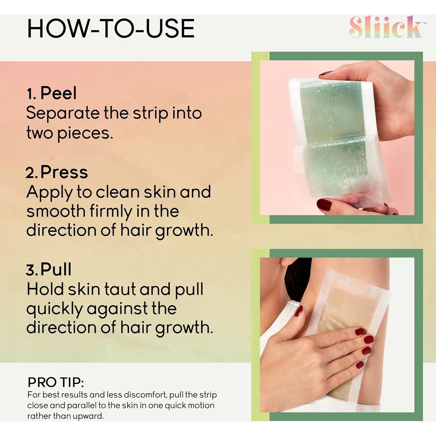 Cintas de Cera Sliick para Eliminación de Vello - 40 Unidades con Jojoba y Vitamina E