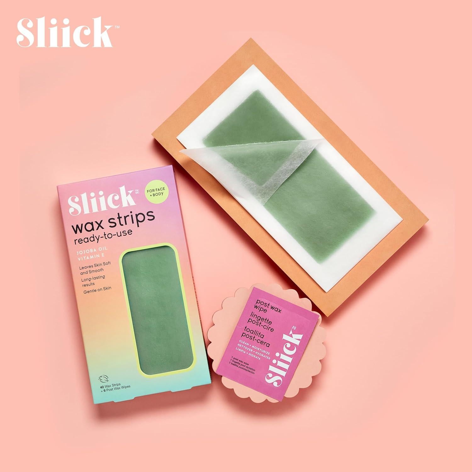 Cintas de Cera Sliick para Eliminación de Vello - 40 Unidades con Jojoba y Vitamina E