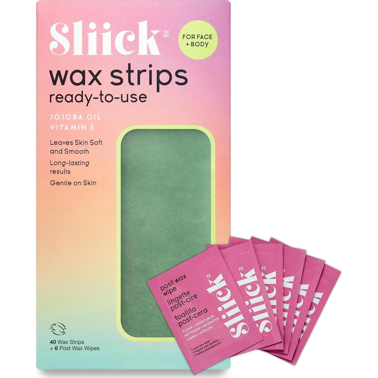 Cintas de Cera Sliick para Eliminación de Vello - 40 Unidades con Jojoba y Vitamina E