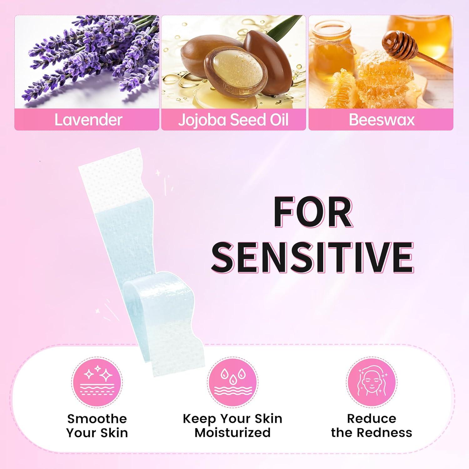 Cintas de Cera Facial Beauty7 para Piel Sensible - 20 Piezas