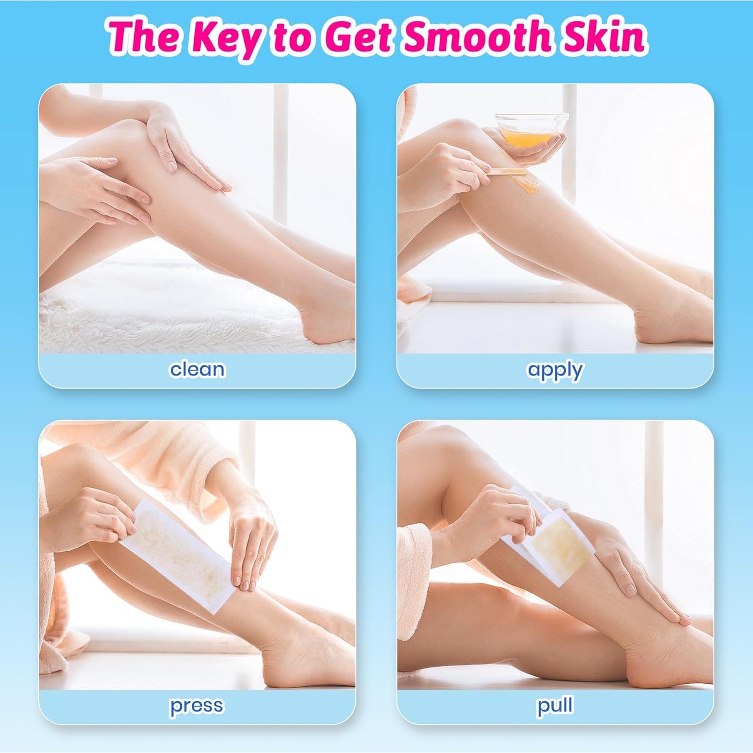 100 Tiras de Cera No Tejidas Mirucoo 7.62x22.86 cm para Depilación