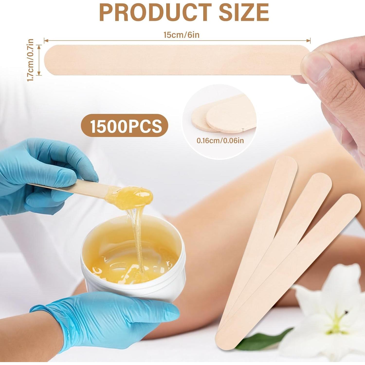 1500 Palitos de Cera de Madera Jumbo WoBiogHo 15x1.8cm