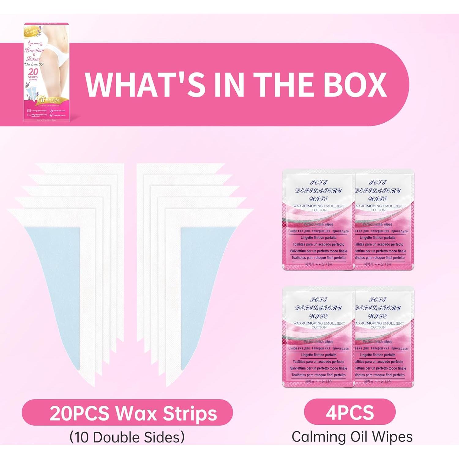 Cintas de Cera para Bikini Beauty7 - 20 Cintas + 4 Toallitas