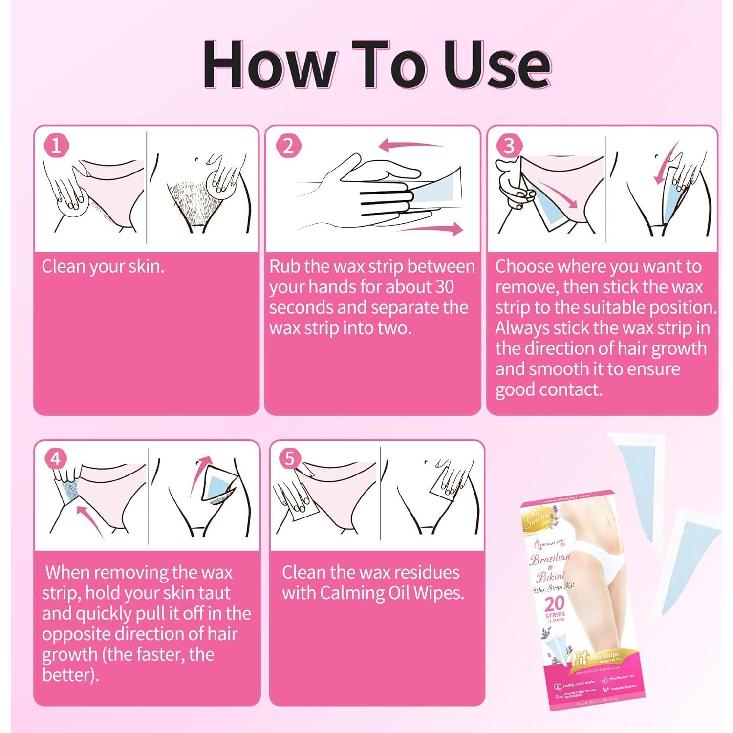 Cintas de Cera para Bikini Beauty7 - 20 Cintas + 4 Toallitas