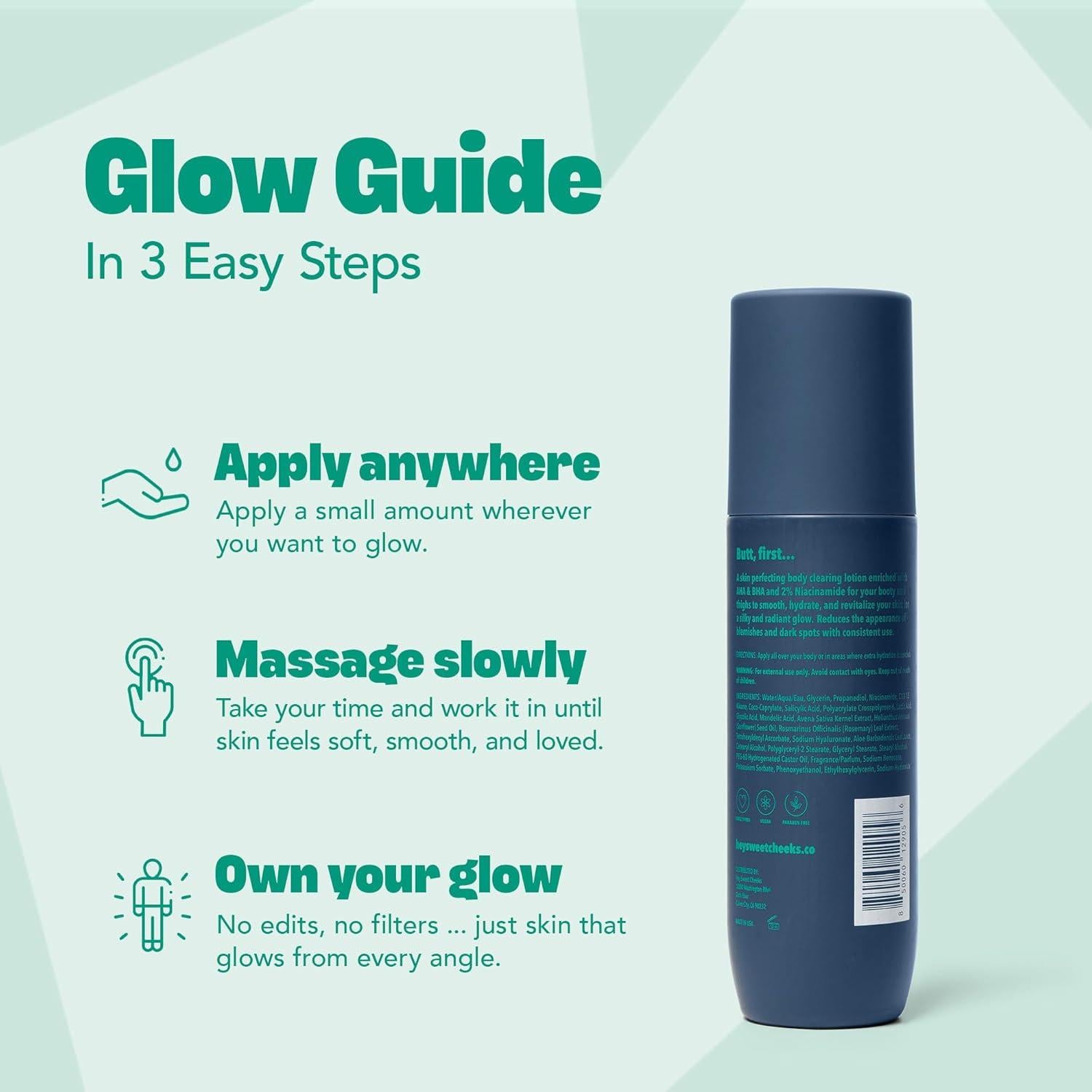 Loción Corporal AHA BHA Hey Sweet Cheeks 191g - Brillo Radiante