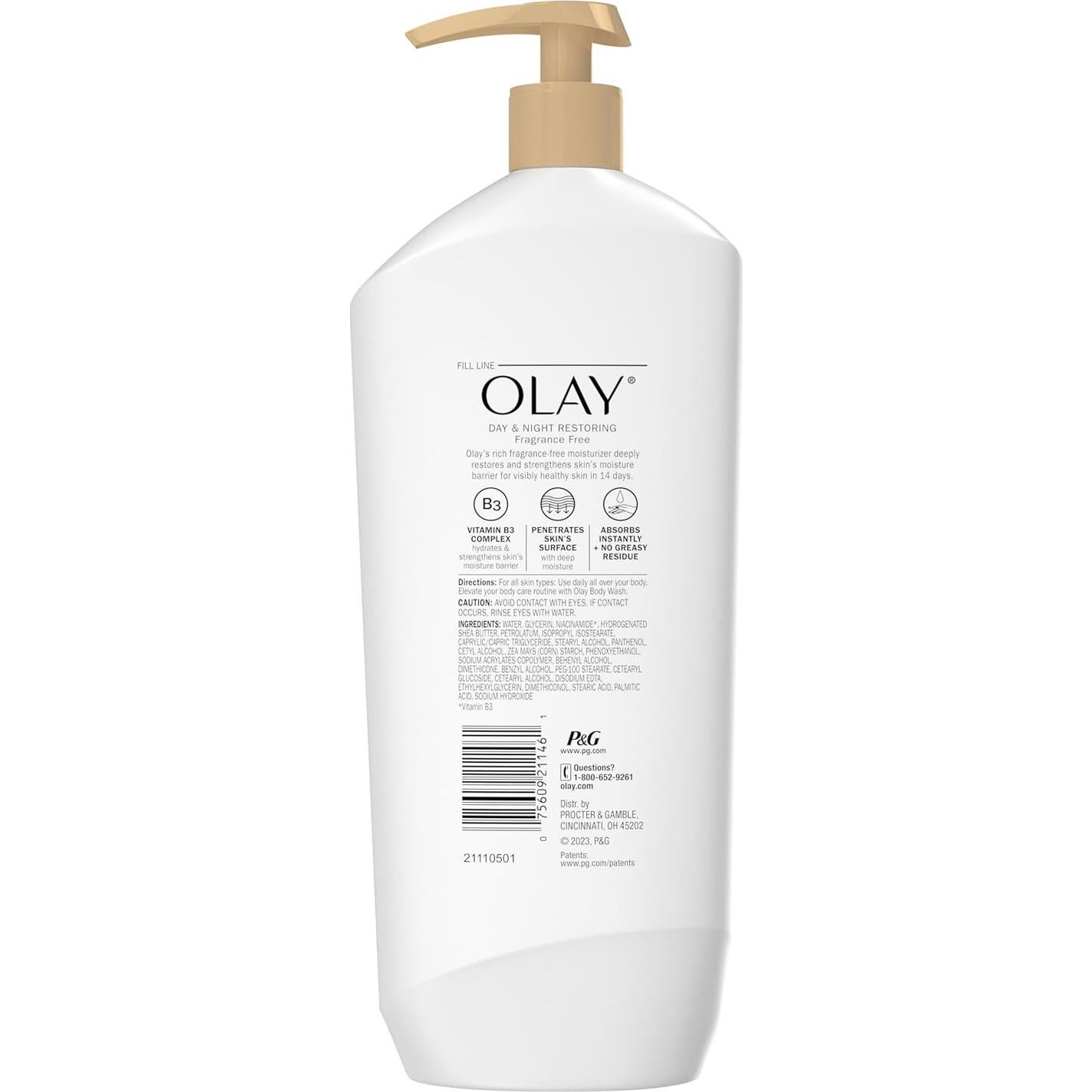Loción Corporal Olay 532 ml Hidratación 24 Horas Sin Fragancia