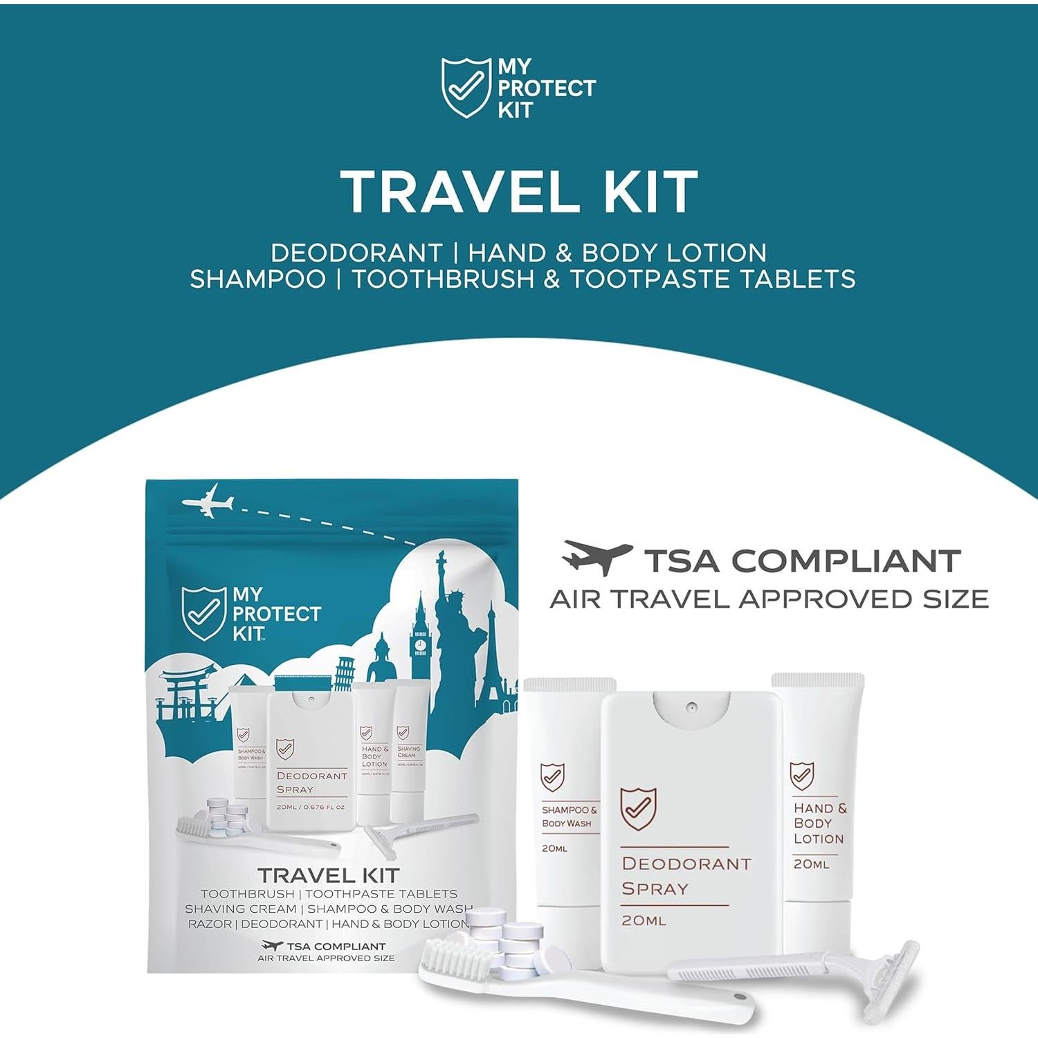 Kit de Viaje Aprobado por TSA My Protect Kit - Artículos de Higiene
