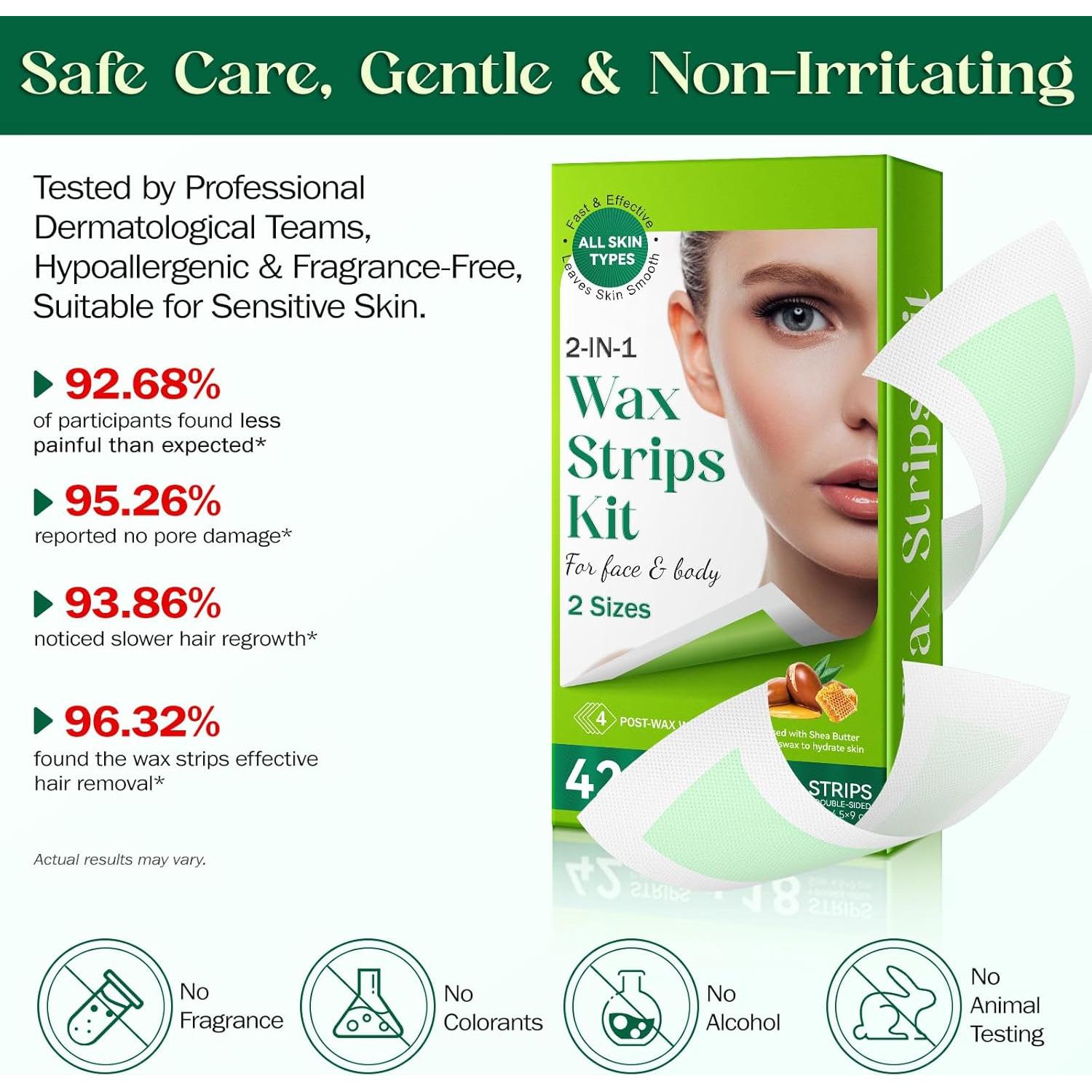 Tiras de Cera Depilación Facial JHZZDZSWYXGS, Suaves y Hipoalergénicas