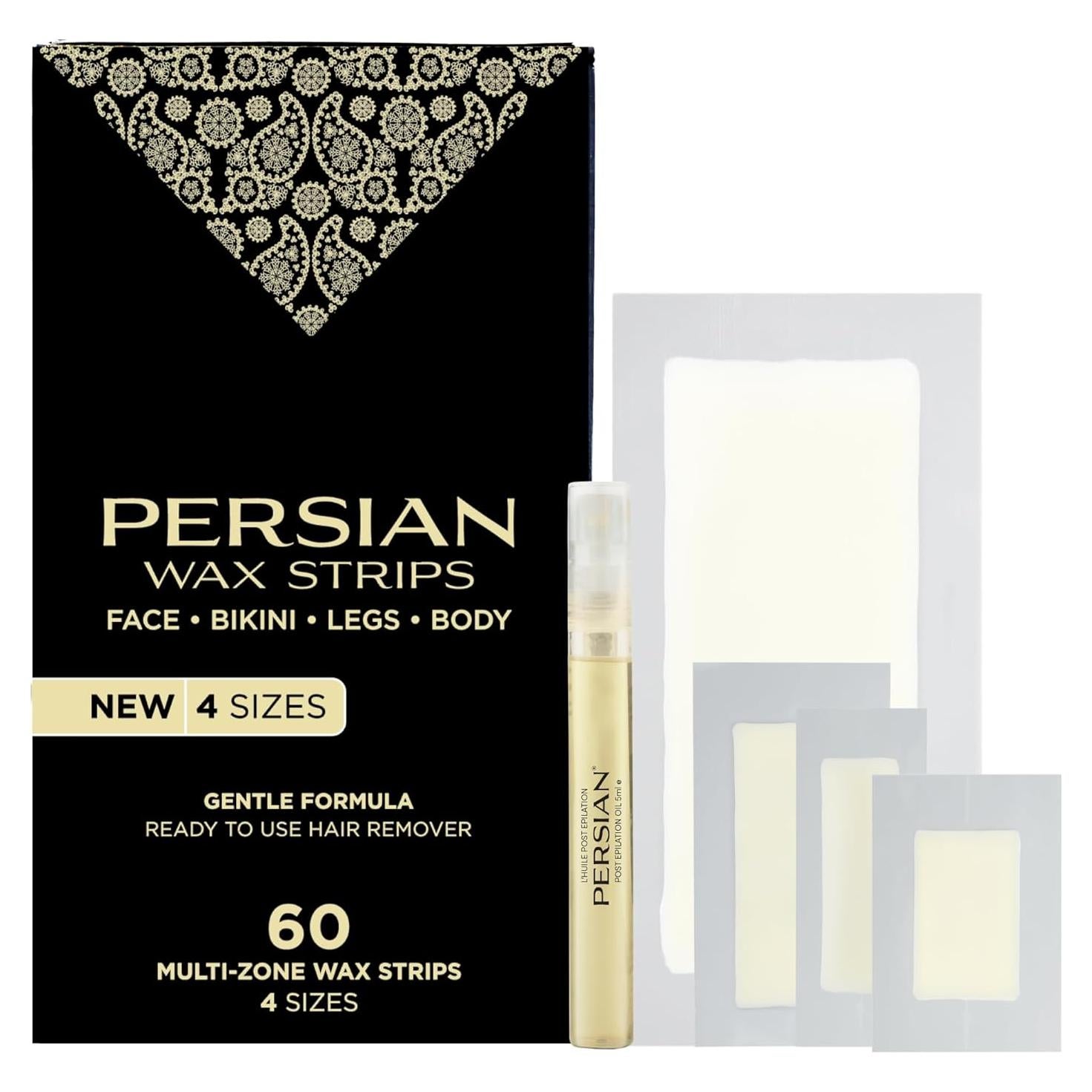 Cintas de Cera Parissa para Depilación - 60 Cintas, 4 Tamaños