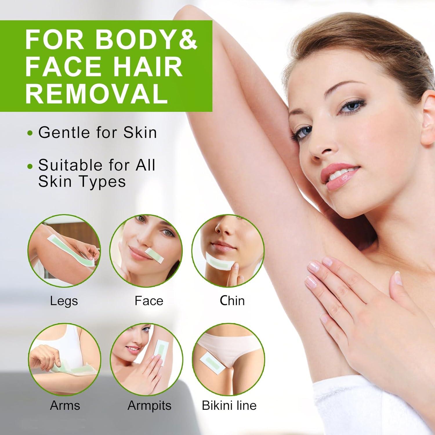 Tiras de Cera Depilatorias YIMEIR - 60 Tiras + 6 Toallitas