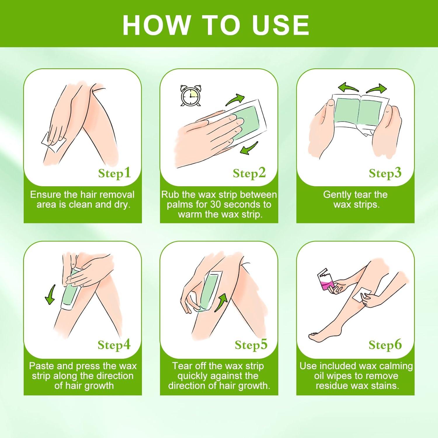 Tiras de Cera Depilatorias YIMEIR - 60 Tiras + 6 Toallitas