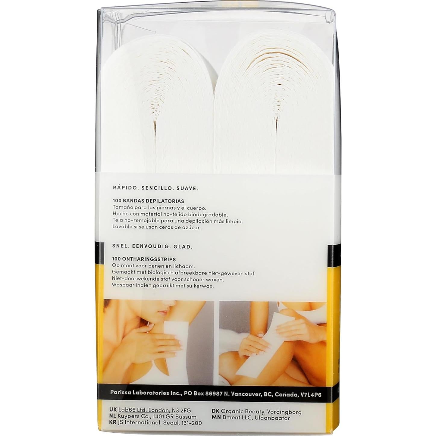 Tiras de Epilación Parissa 100 unidades 23x7.6 cm Biodegradables