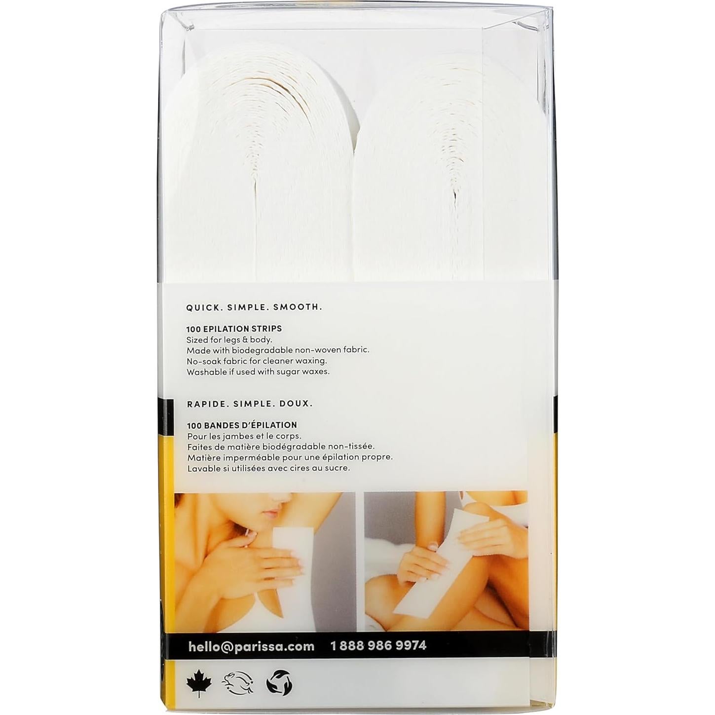 Tiras de Epilación Parissa 100 unidades 23x7.6 cm Biodegradables