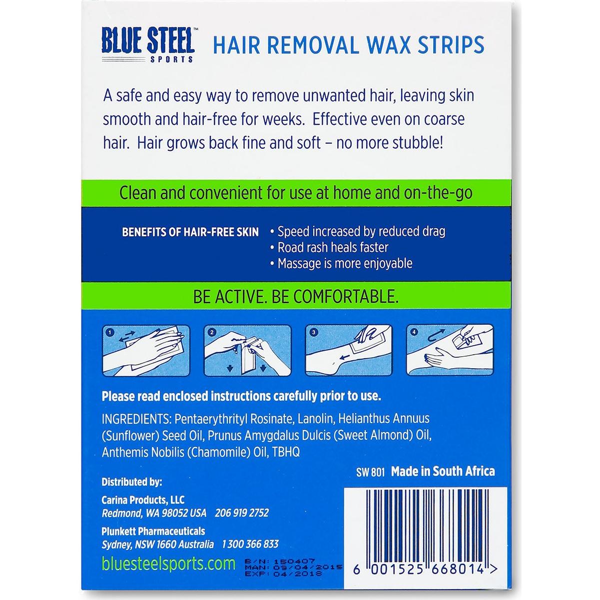 Tiras de Cera para Depilación Blue Steel Sports - 30 Unidades