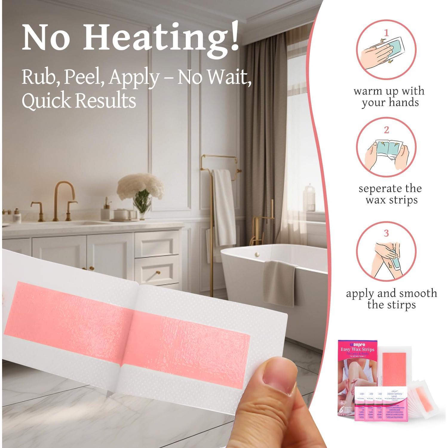 Tiras de Cera Depilatoria WaxPro - 60 Unidades, Rosa