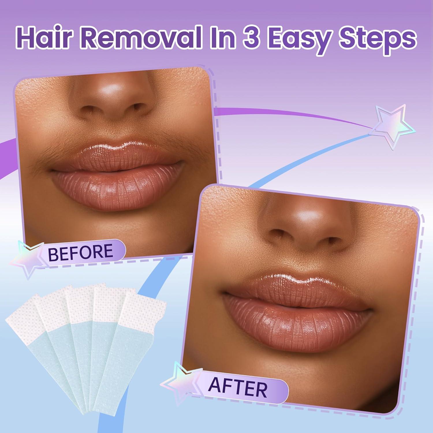 Kit de Cintas de Cera para Labios LAWINK - 40 Cintas + 4 Toallitas