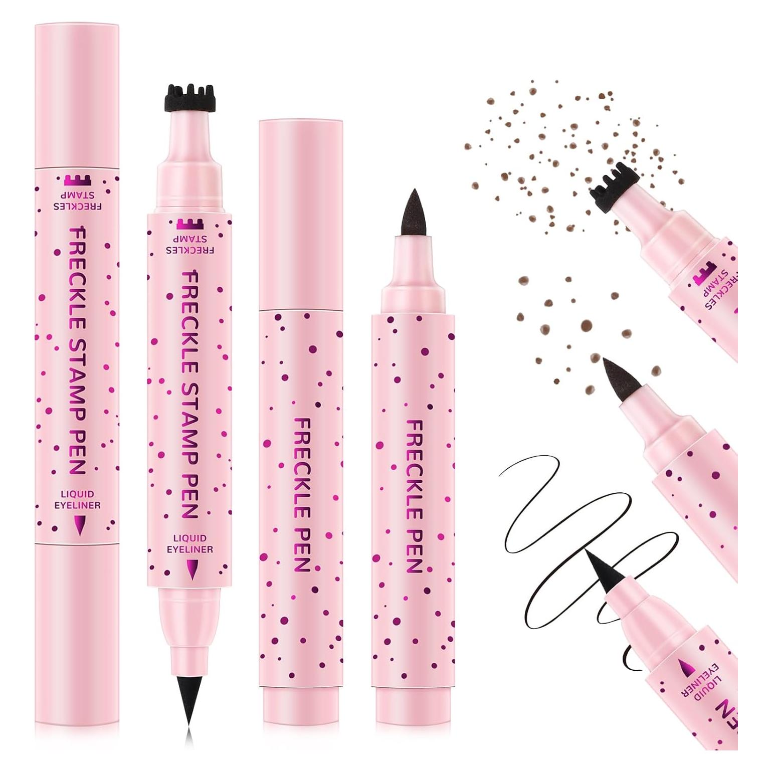 Juego de 2 bolígrafos de maquillaje de pecas - Sello y delineador
