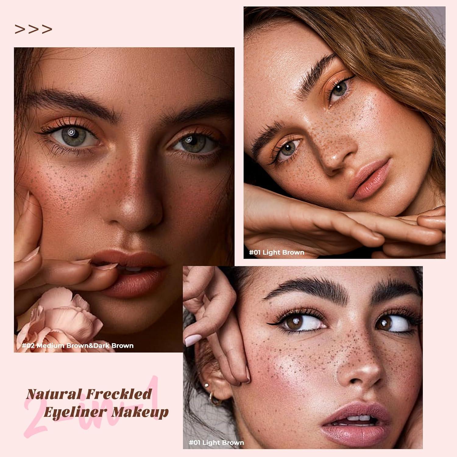 Juego de 2 bolígrafos de maquillaje de pecas - Sello y delineador