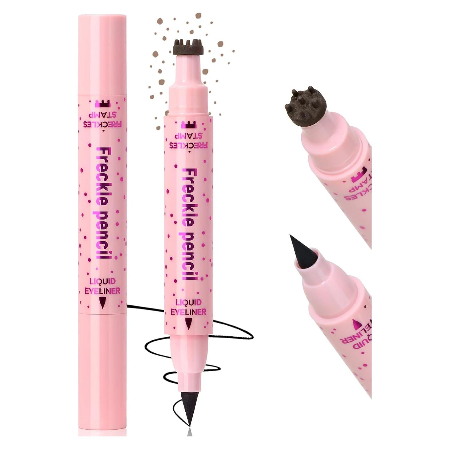 Sello de Pecas y Delineador 2 en 1 - Marrón Claro y Negro