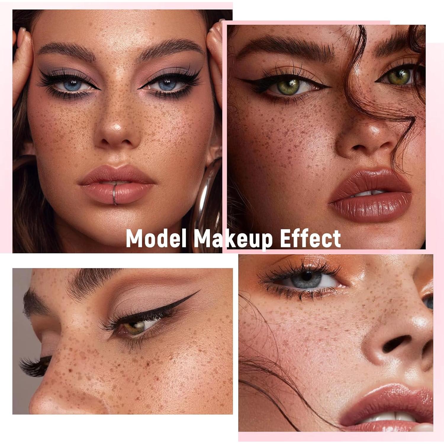 Sello de Pecas y Delineador 2 en 1 - Marrón Claro y Negro