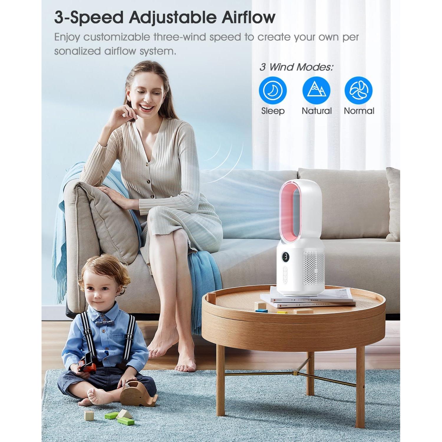 Ventilador de escritorio Let'me oscilante 106° 3 velocidades LED