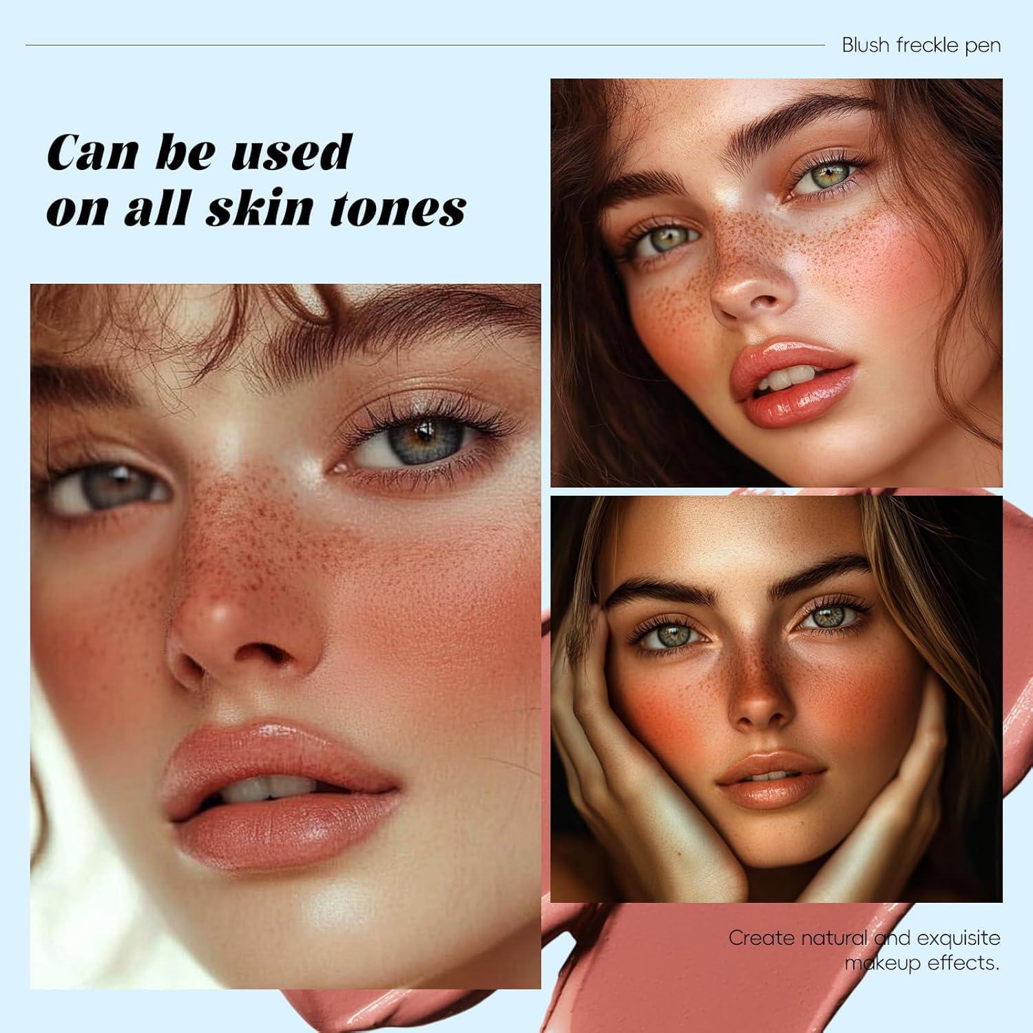 Bolígrafo de Maquillaje 2 en 1 Funtigee - Pecas Marrón Claro y Rubor Rosa Suave