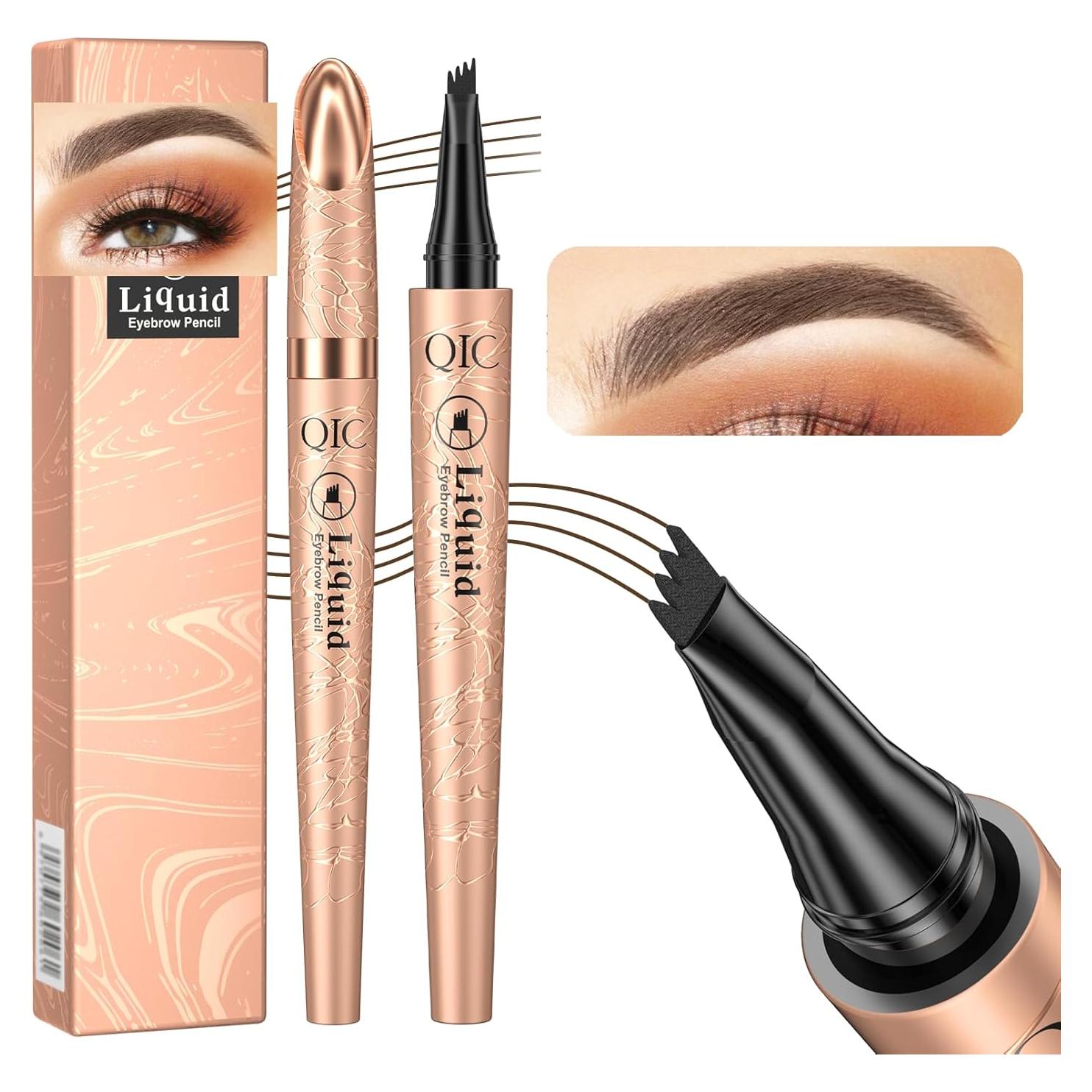 Lápiz de Cejas 4 Puntas Yulinlon Marrón Oscuro Impermeable