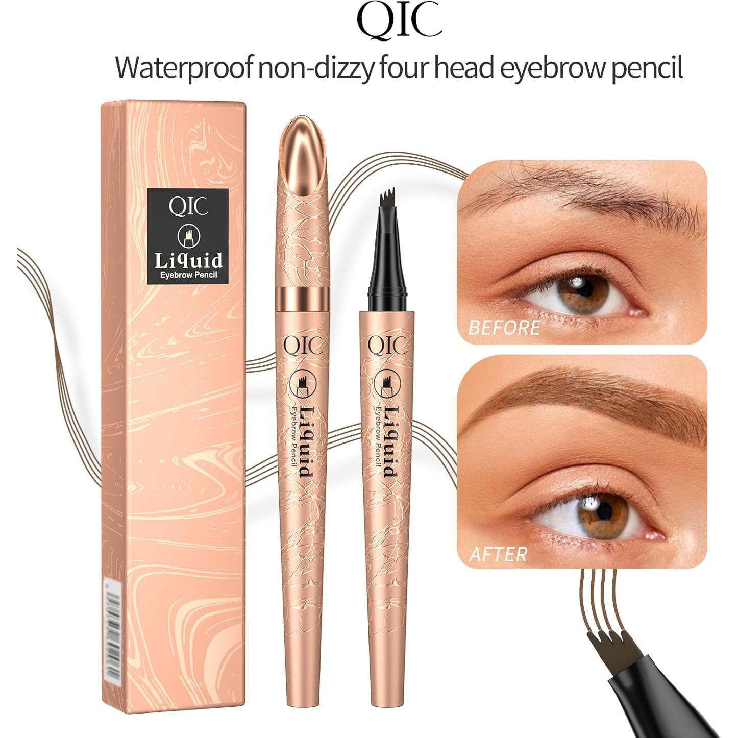 Lápiz de Cejas 4 Puntas Yulinlon Marrón Oscuro Impermeable