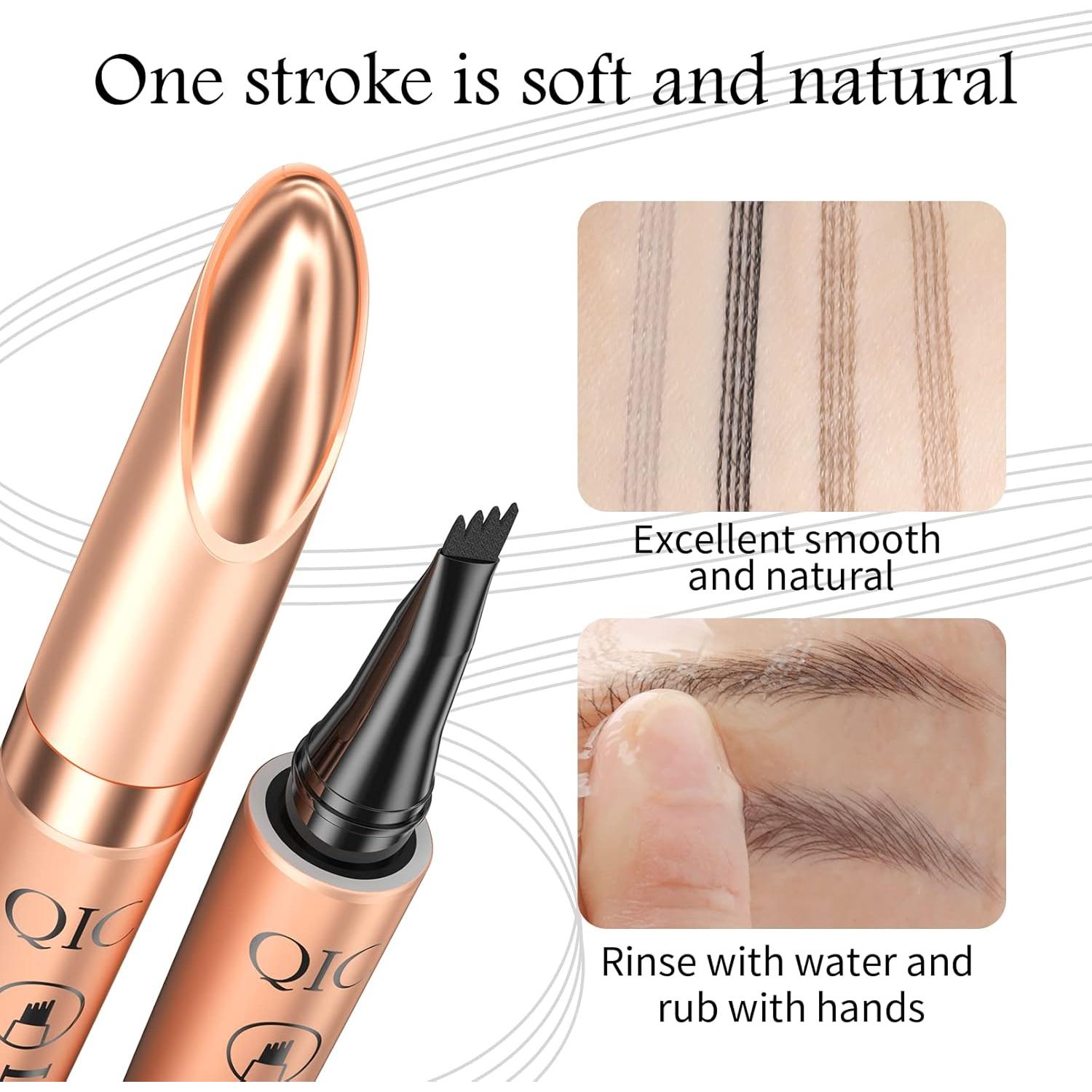 Lápiz de Cejas 4 Puntas Yulinlon Marrón Oscuro Impermeable