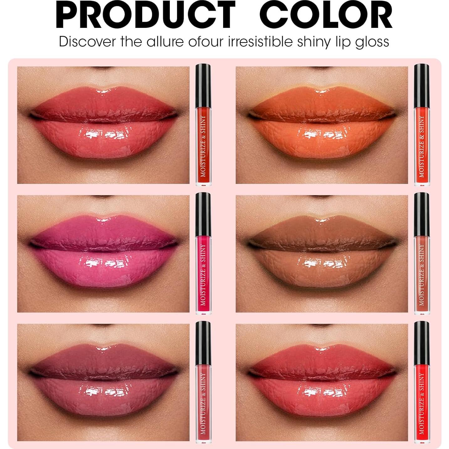 Set de 24 Brillos Labiales AZEN con Colores Variados e Hidratantes