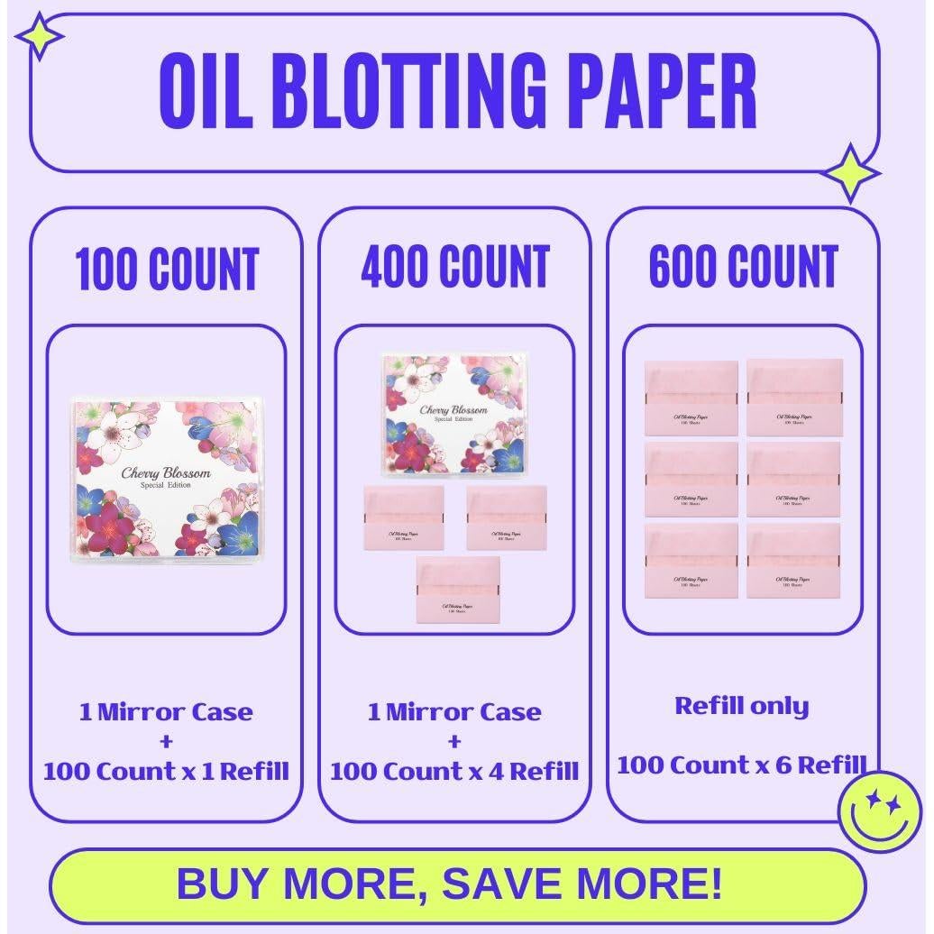 Papel Absorbente de Aceite Natural NSL 100 Contenidos Flor de Cerezo