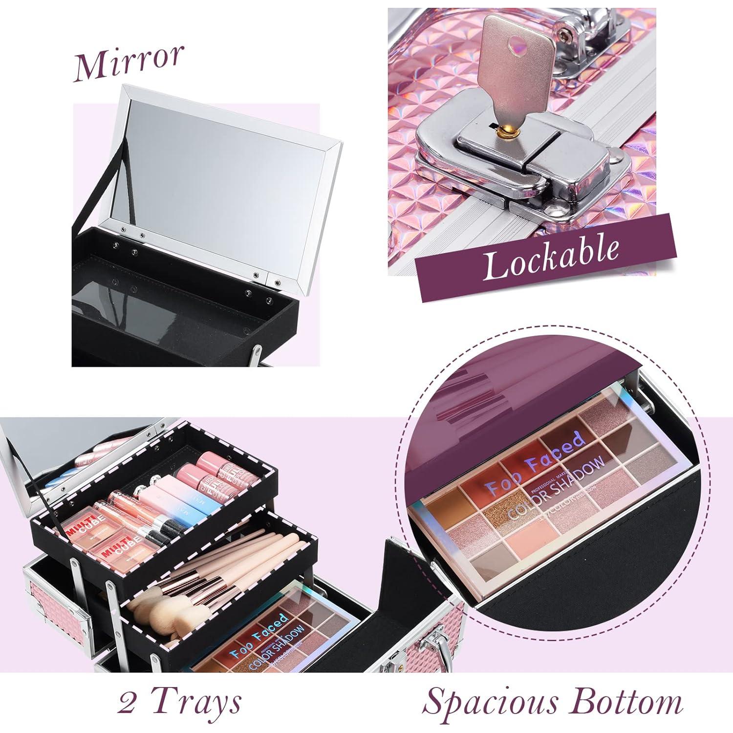 Estuche de Maquillaje Portátil Frenessa Rosa Brillante 23x15x15cm