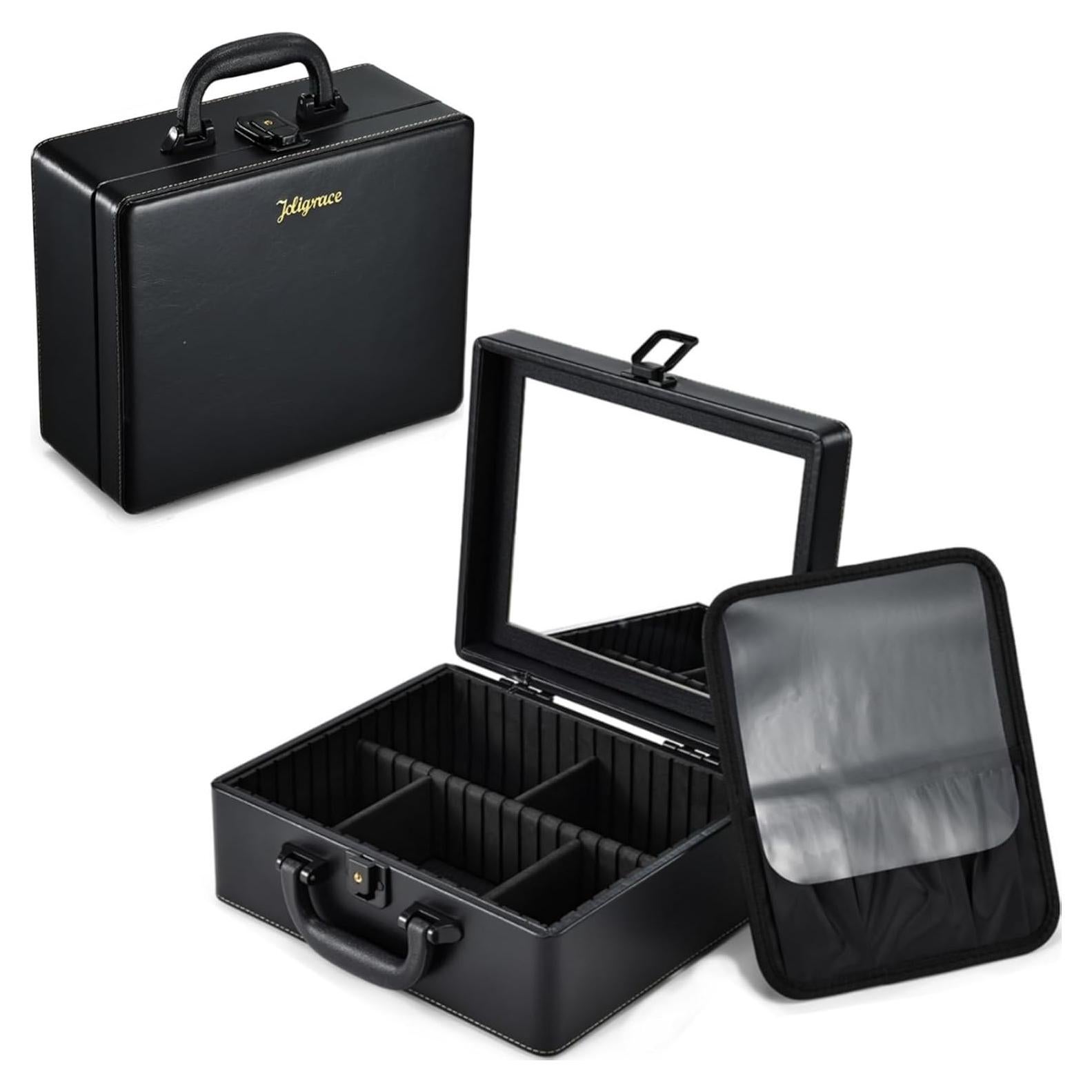 Estuche de Maquillaje de Viaje Joligrace con Espejo HD y Divisores