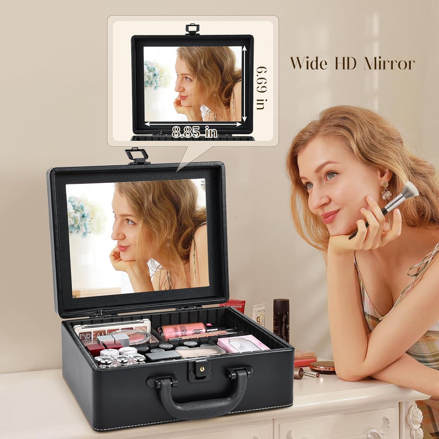 Estuche de Maquillaje de Viaje Joligrace con Espejo HD y Divisores