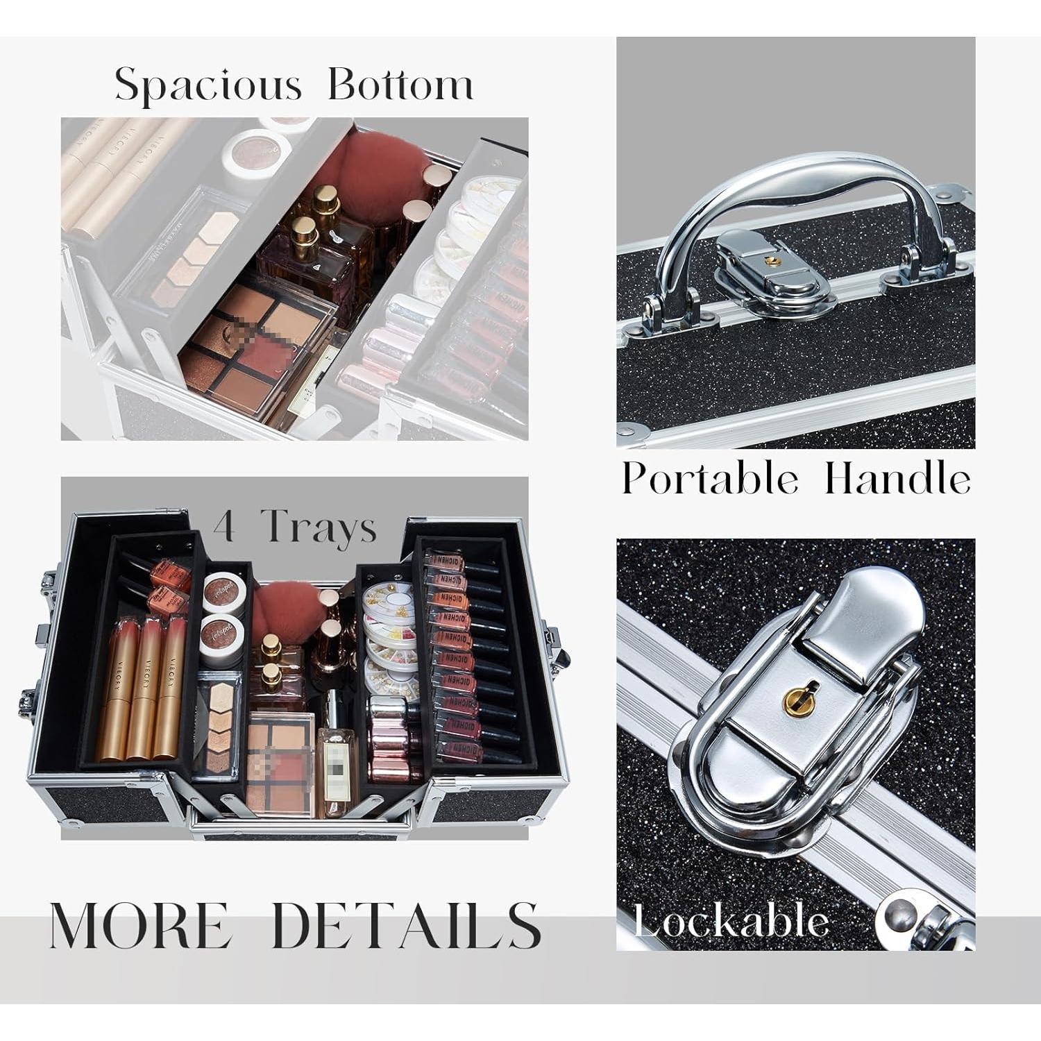 Estuche de Maquillaje Portátil Frenessa Negro 22.5x16x17 cm