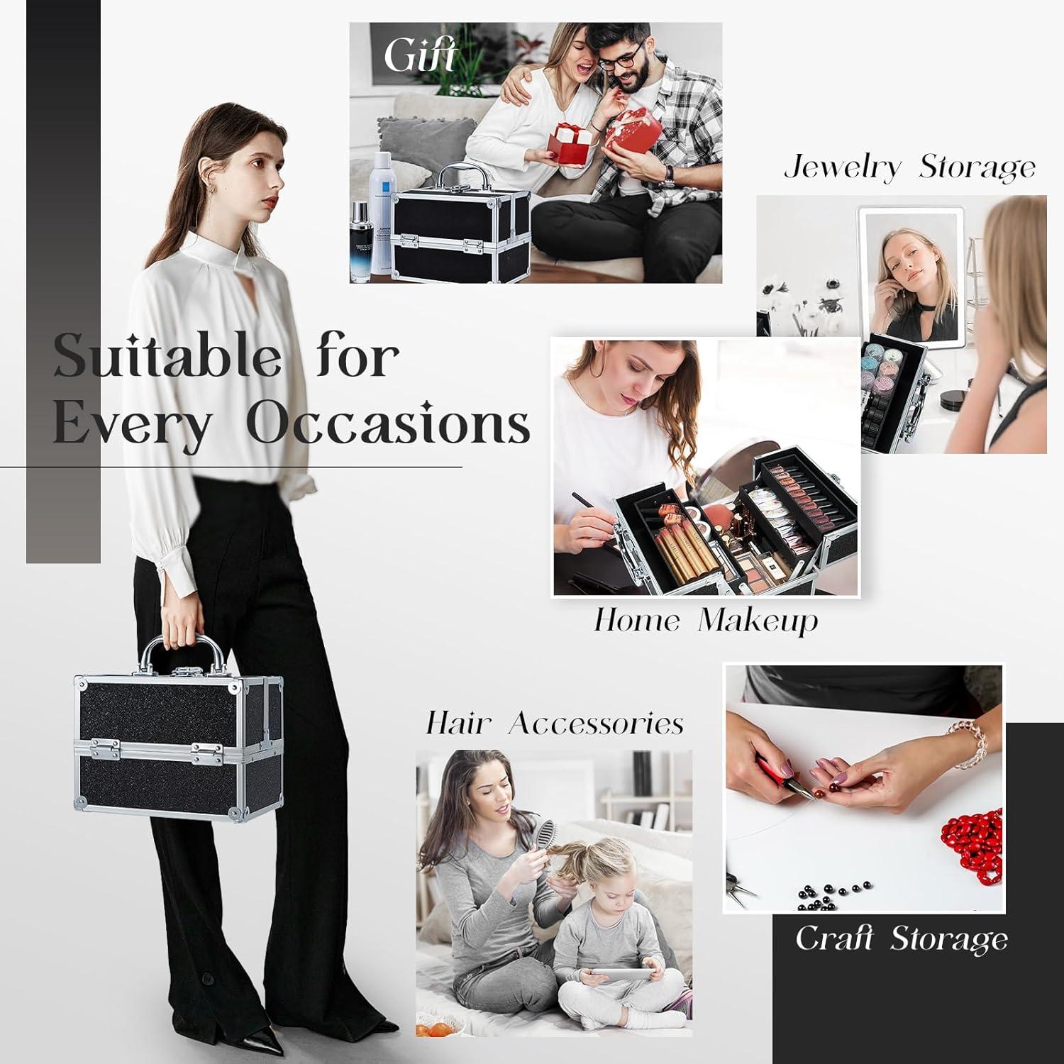 Estuche de Maquillaje Portátil Frenessa Negro 22.5x16x17 cm