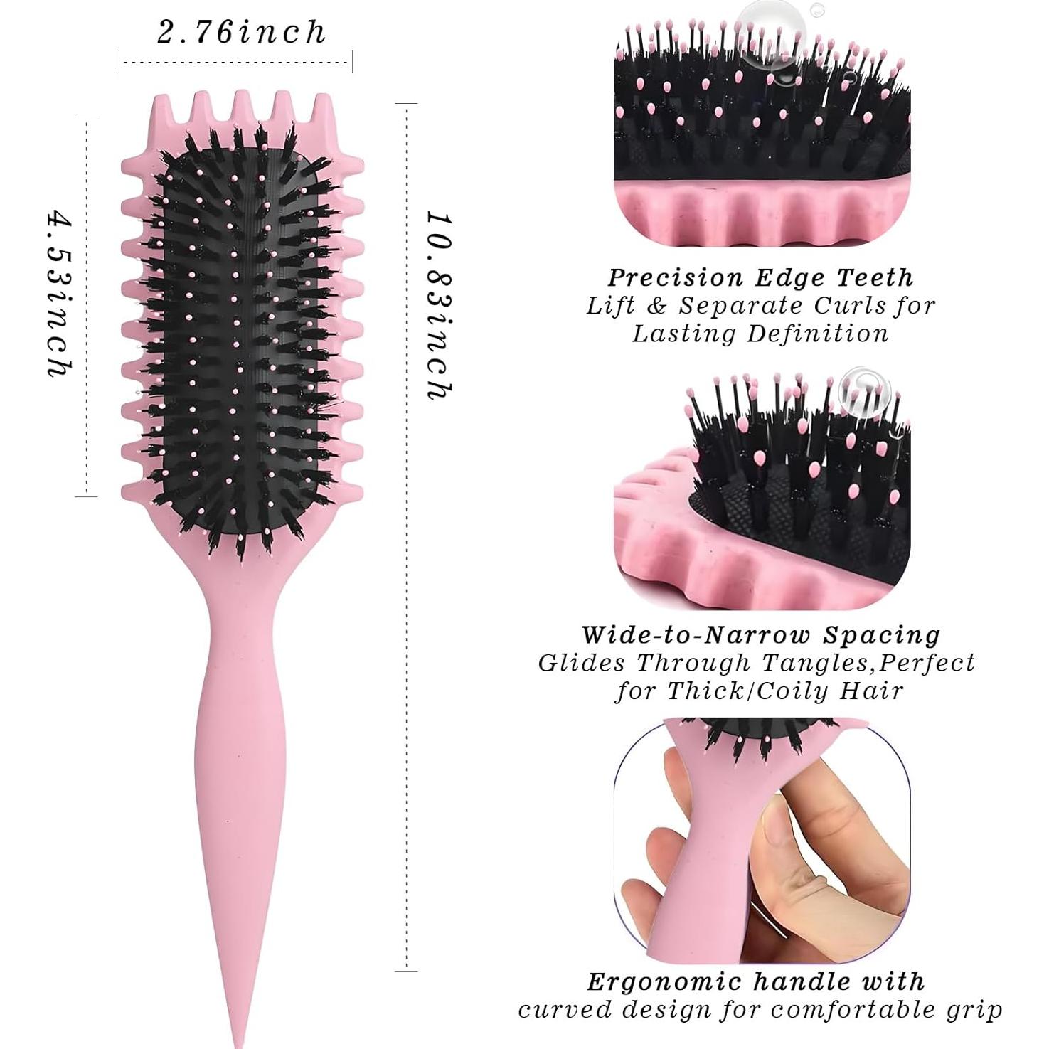 Cepillo Definidor de Rizos PSTHOW Rosa para Cabello Rizado