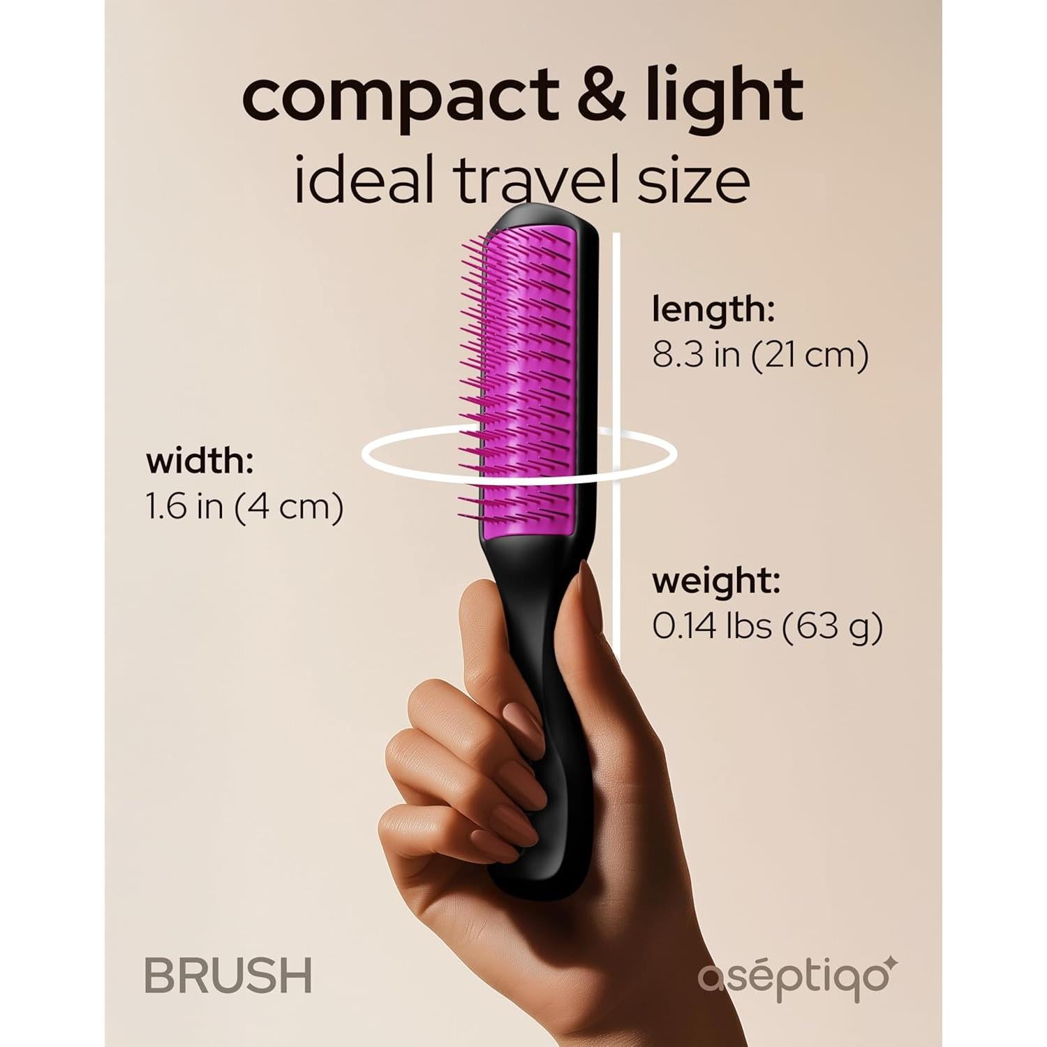 Cepillo Desenredante Aseptiqo Compacto Resistente al Calor