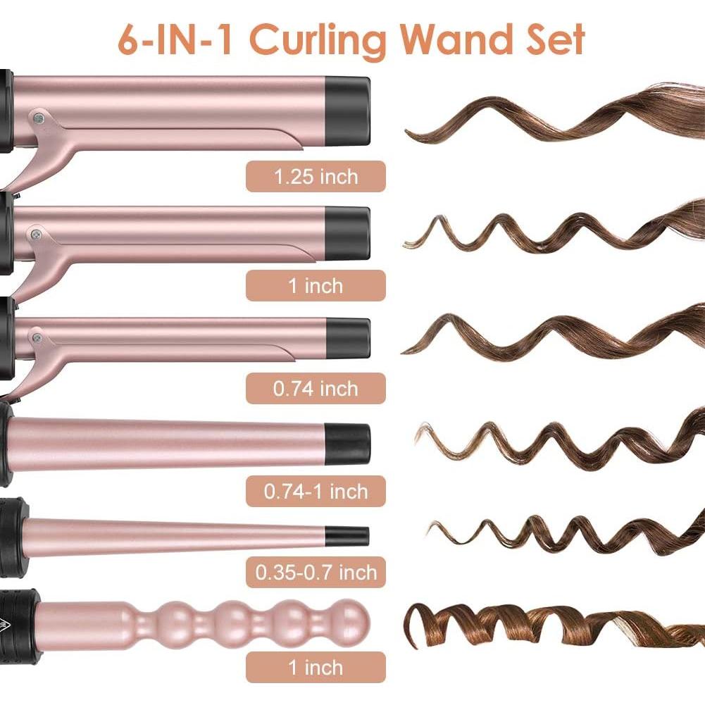 Plancha de Rizar 6 en 1 Uvistare con Barriles Cerámicos Intercambiables