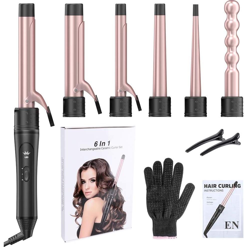 Plancha de Rizar 6 en 1 Uvistare con Barriles Cerámicos Intercambiables