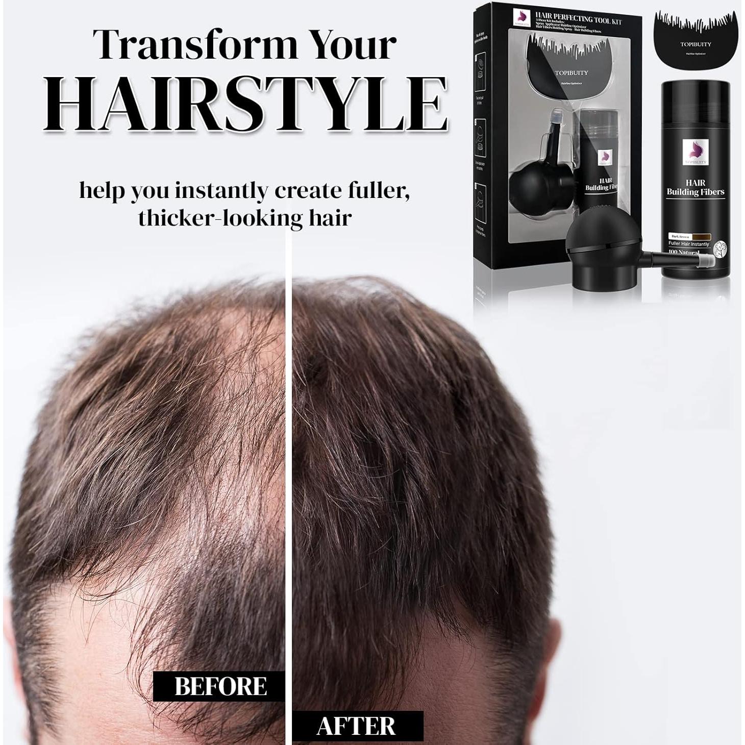 Fibra para Cabello Ralo TOPIBUITY Marrón Oscuro 3-en-1