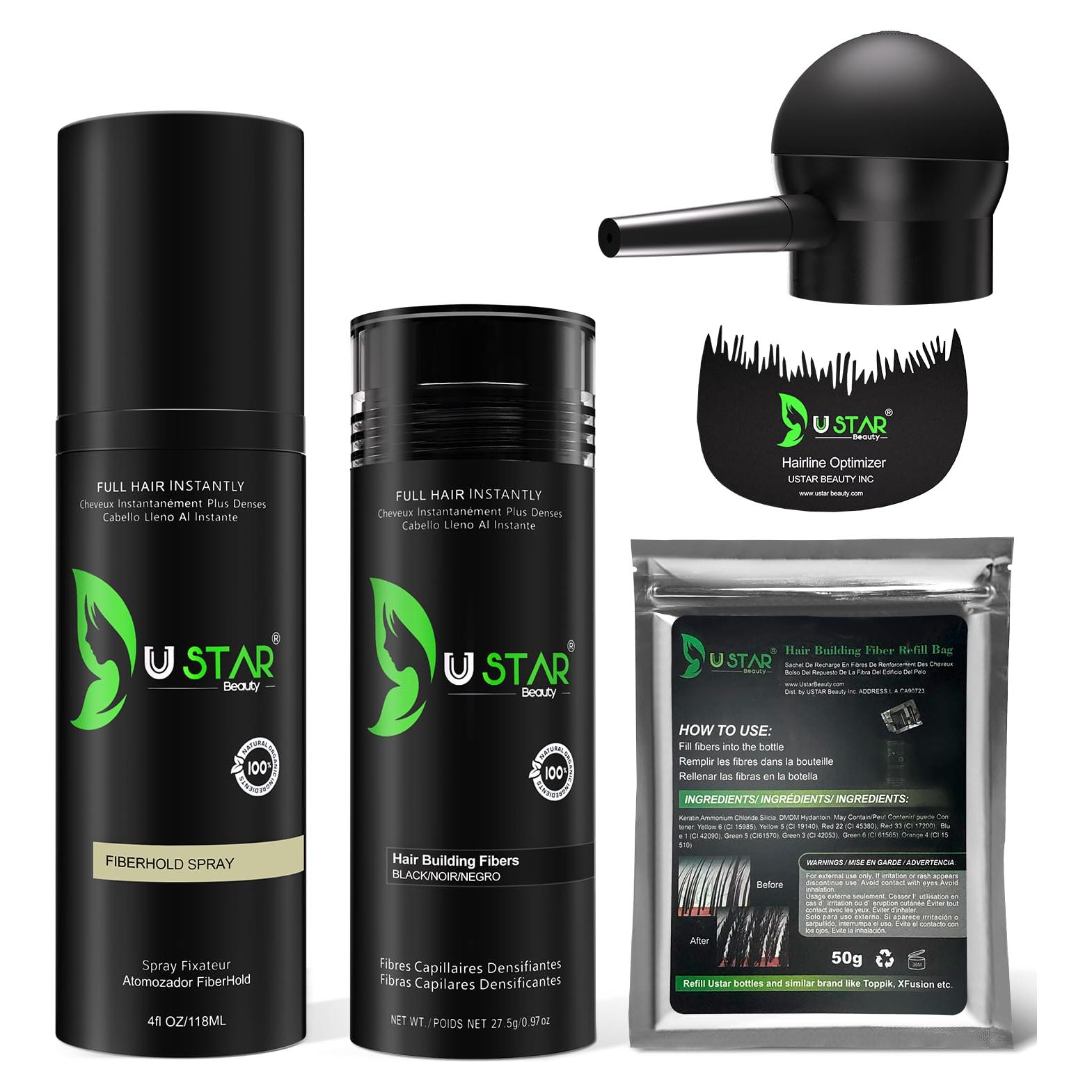 Juego de Fibras para Cabello USTAR 5 en 1 - Negro 77.5g