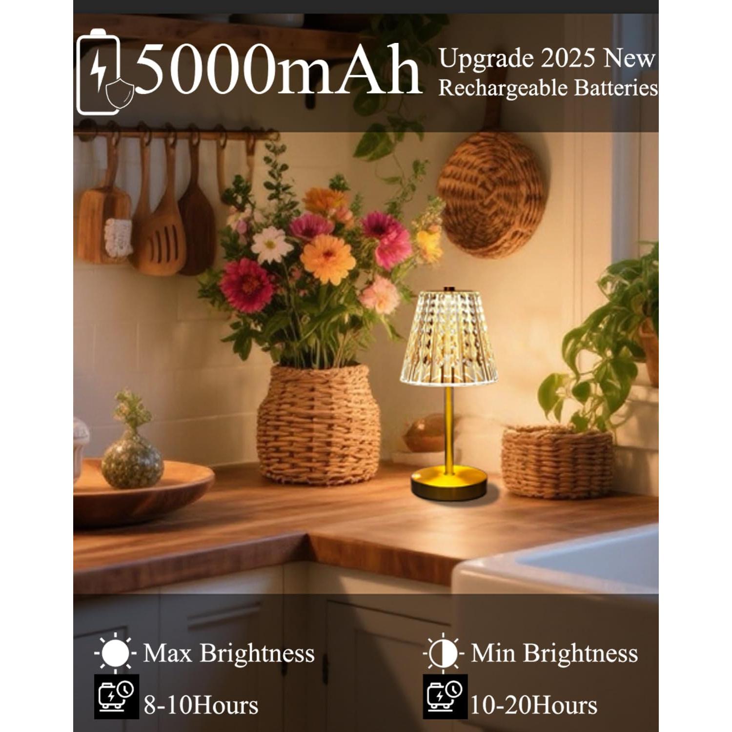 Lámpara de Mesa Inalámbrica Dorada 5000mAh LamparaDecor