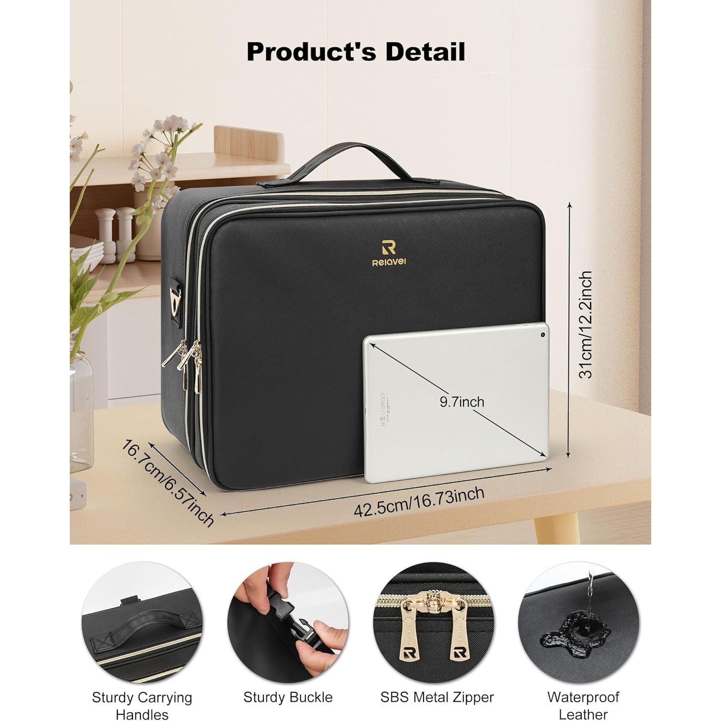 Bolsa de Maquillaje Extra Grande Relavel con Divisores Ajustables