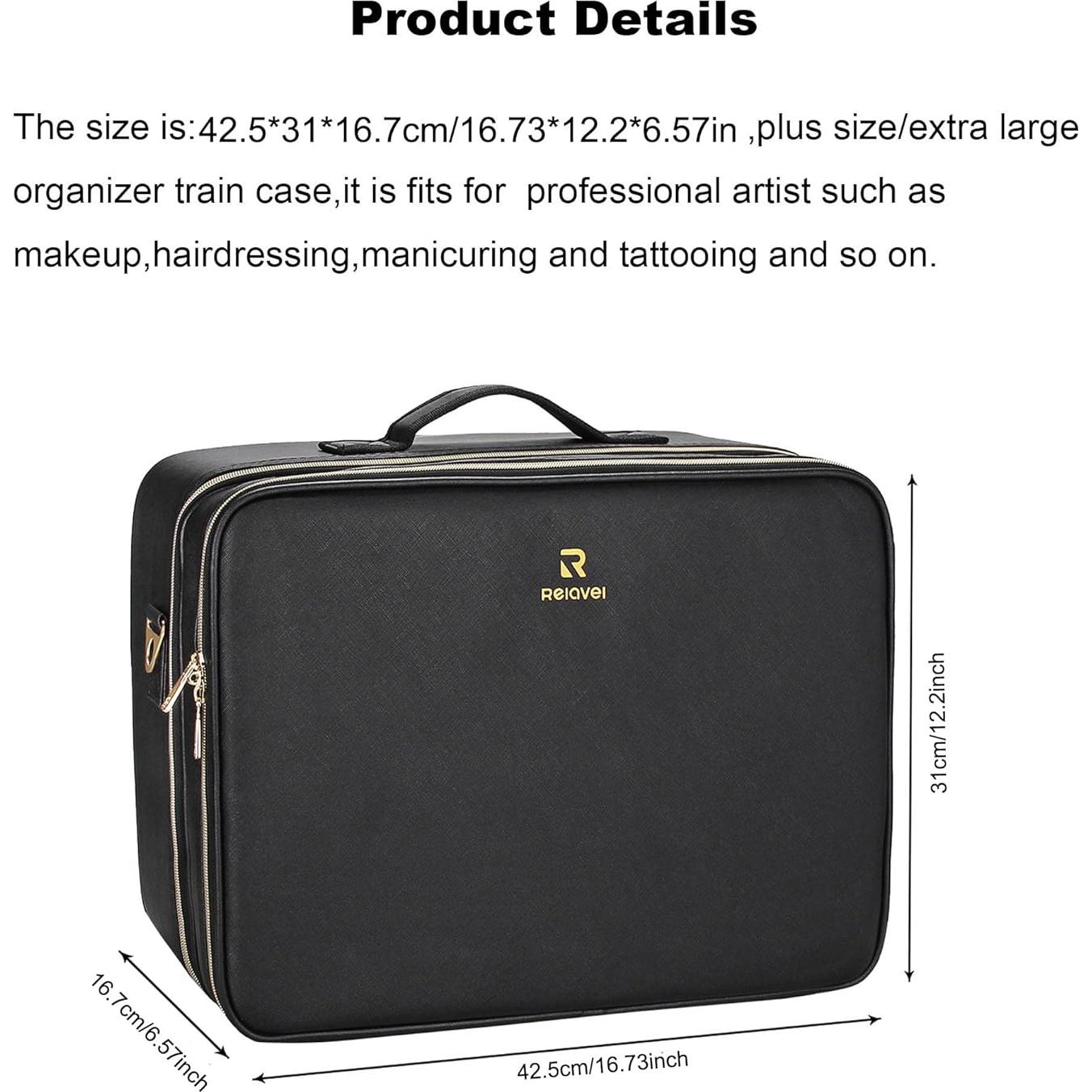 Bolsa de Maquillaje Extra Grande Relavel con Divisores Ajustables