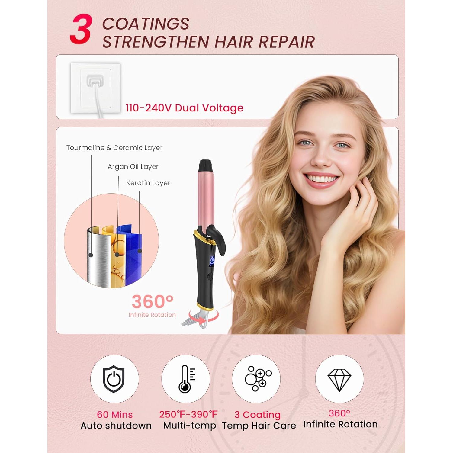 Mini Plancha de Rizar Ukliss Doble Voltaje 5 Temperaturas 30s