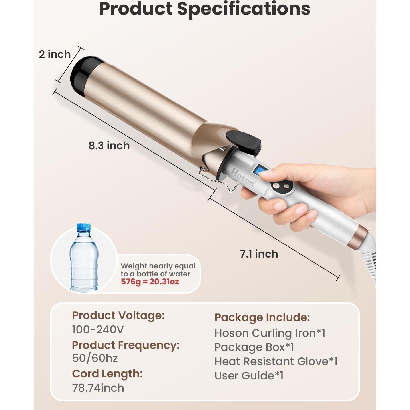 Plancha de Rizar Hoson 2 Pulgadas Cerámica 10 Temperaturas