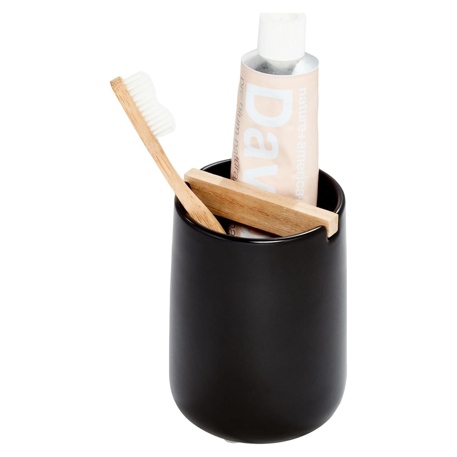 Soporte para Cepillos de Dientes iDesign Ceramic Earth 2 Compartimentos